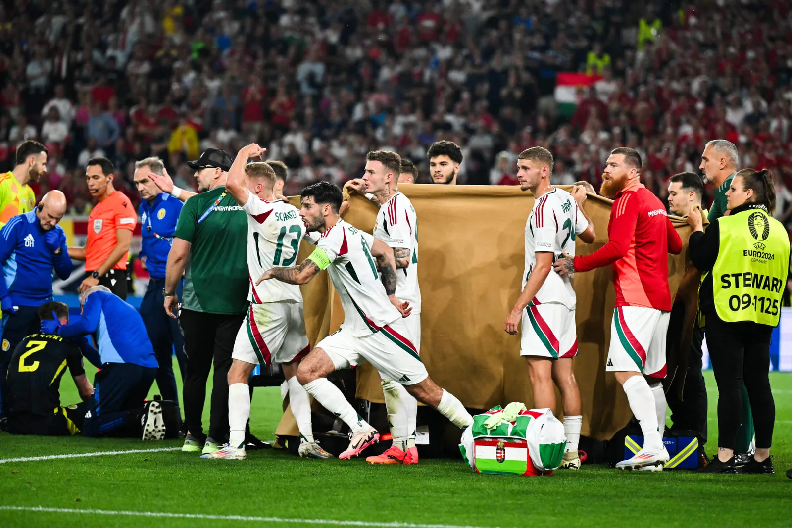 صور .. تصرف لافت من لاعب المجر مع الجهاز الطبي بعد إصابة زميله في يورو 2024