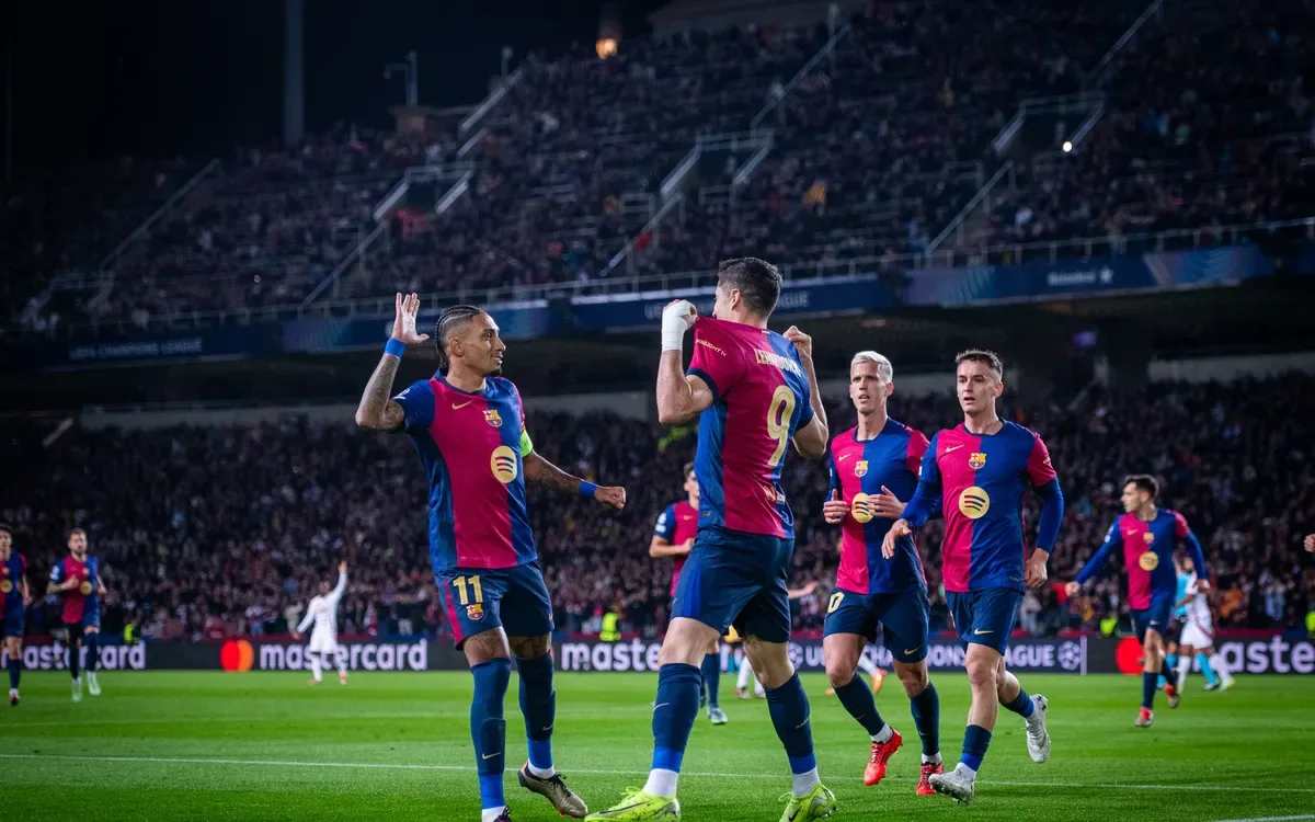برشلونة ينتصر على بريست في دوري أبطال أوروبا وتألق لليفاندوفسكي