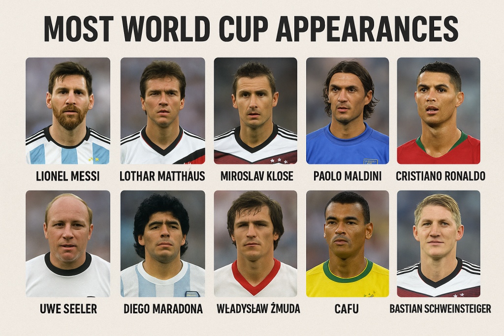 أكثر 10 لاعبين خوضا للمباريات في تاريخ كأس العالم
